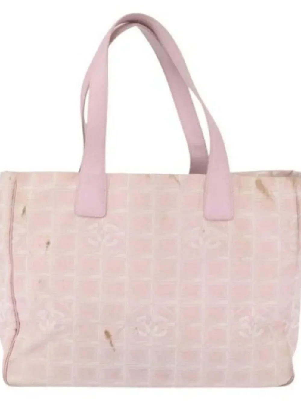 CHANEL New Travel line Tote Bag Nylon Pink Gold CC Auth BA9530